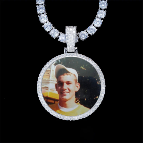 925S & VVS Moissanite 3D Circle Custom Picture Pendant