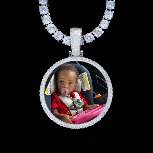 925S & VVS Moissanite 3D Circle Custom Picture Pendant