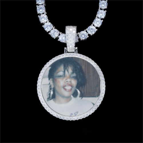 925S & VVS Moissanite 3D Circle Custom Picture Pendant