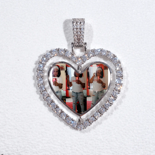 3D Spinning 2-Faced Heart Custom Picture Pendant