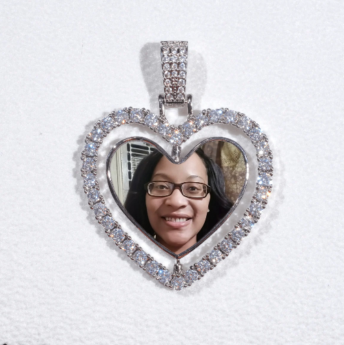 3D Spinning 2-Faced Heart Custom Picture Pendant