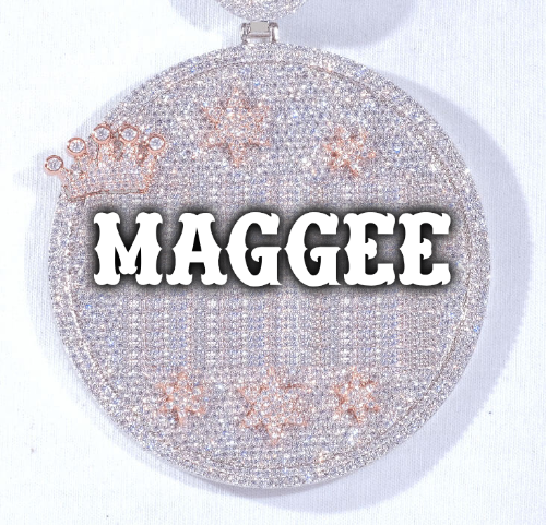CUSTOM LETTER NECKLACE 3D BIG CROWN DISC
