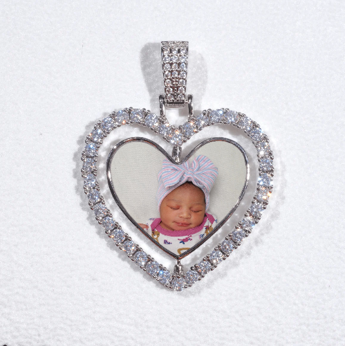 3D Spinning 2-Faced Heart Custom Picture Pendant