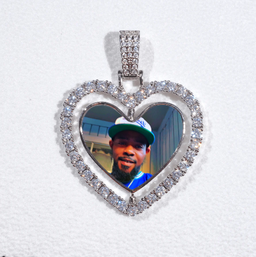 3D Spinning 2-Faced Heart Custom Picture Pendant