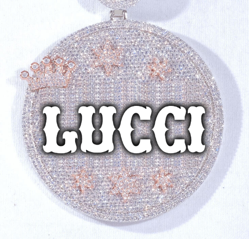 CUSTOM LETTER NECKLACE 3D BIG CROWN DISC