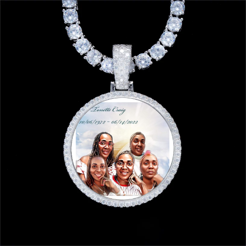 925S & VVS Moissanite 3D Circle Custom Picture Pendant