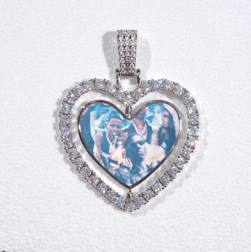 3D Spinning 2-Faced Heart Custom Picture Pendant