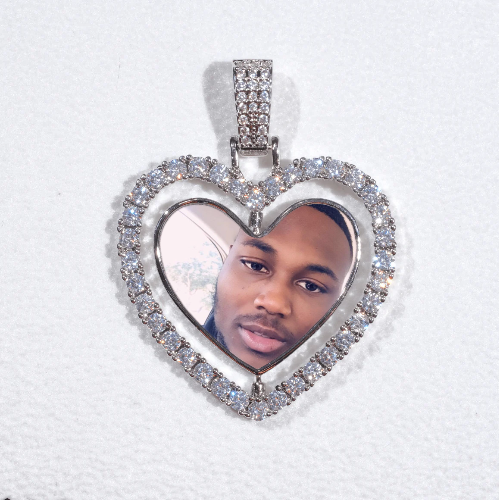 3D Spinning 2-Faced Heart Custom Picture Pendant
