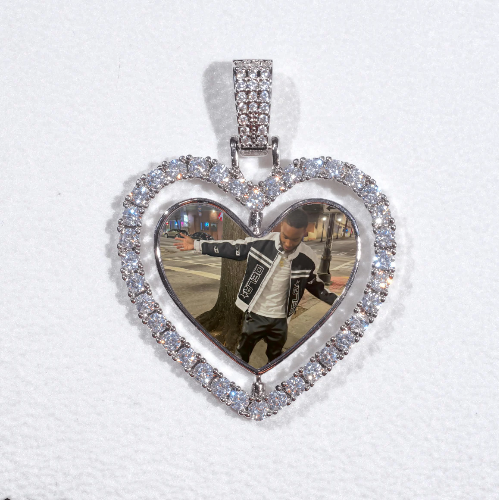 3D Spinning 2-Faced Heart Custom Picture Pendant