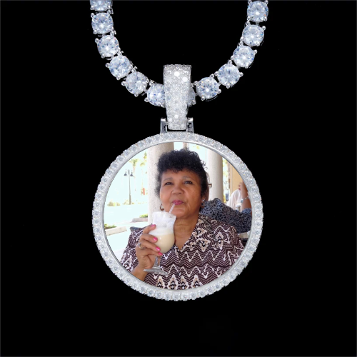 925S & VVS Moissanite 3D Circle Custom Picture Pendant