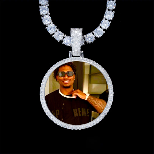 925S & VVS Moissanite 3D Circle Custom Picture Pendant