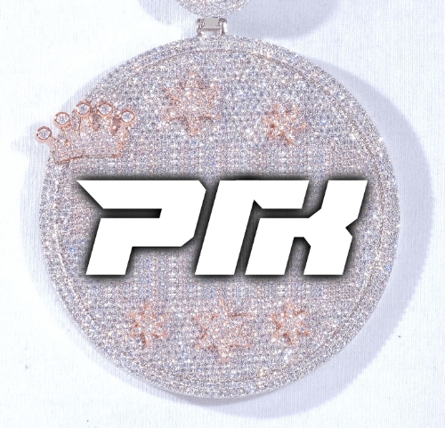 CUSTOM LETTER NECKLACE 3D BIG CROWN DISC