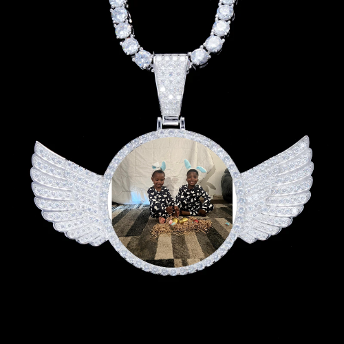 925S & VVS Moissanite 3D Wing Custom Picture Pendant
