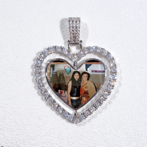 3D Spinning 2-Faced Heart Custom Picture Pendant