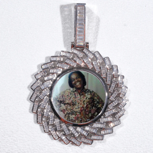 Large 3D Baguette Custom Picture Pendant