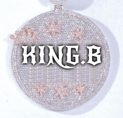 CUSTOM LETTER NECKLACE 3D BIG CROWN DISC