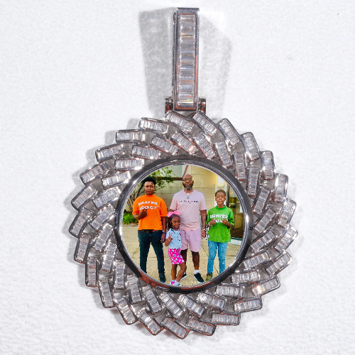 Large 3D Baguette Custom Picture Pendant