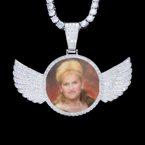 925S & VVS Moissanite 3D Wing Custom Picture Pendant