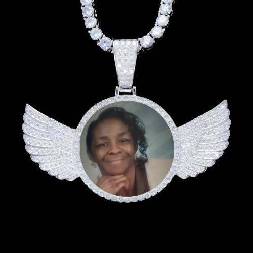 925S & VVS Moissanite 3D Wing Custom Picture Pendant