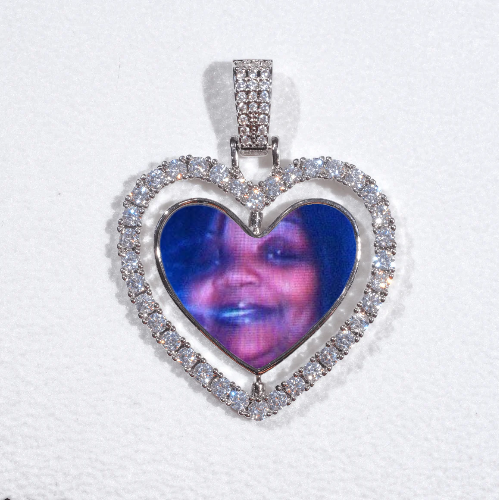 3D Spinning 2-Faced Heart Custom Picture Pendant