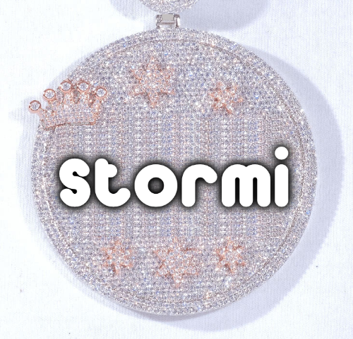 CUSTOM LETTER NECKLACE 3D BIG CROWN DISC