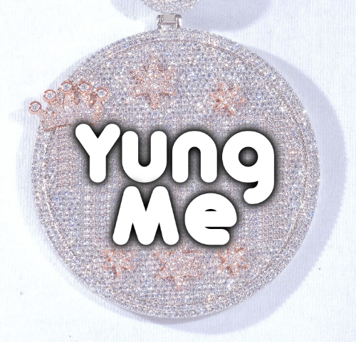 CUSTOM LETTER NECKLACE 3D BIG CROWN DISC
