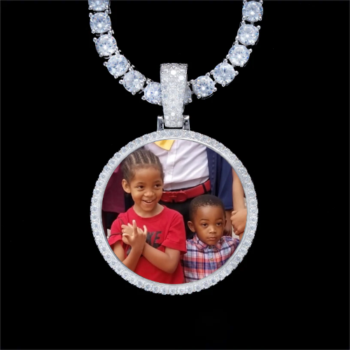 925S & VVS Moissanite 3D Circle Custom Picture Pendant