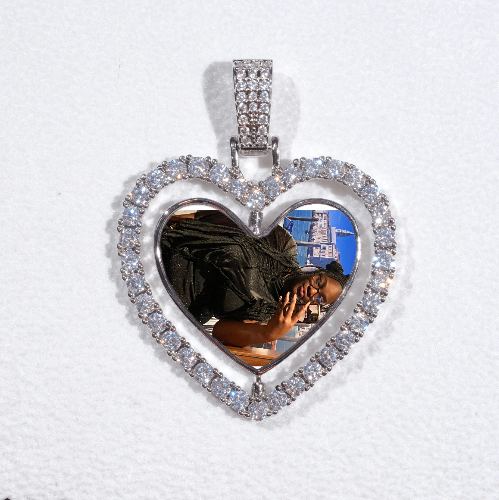 3D Spinning 2-Faced Heart Custom Picture Pendant