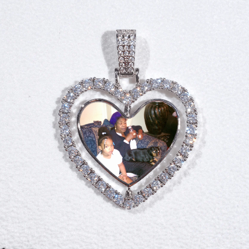 3D Spinning 2-Faced Heart Custom Picture Pendant