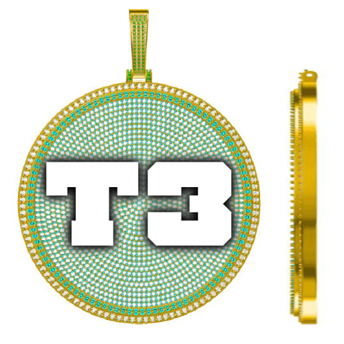 CUSTOM LETTER NECKLACE 3D BIG DISC