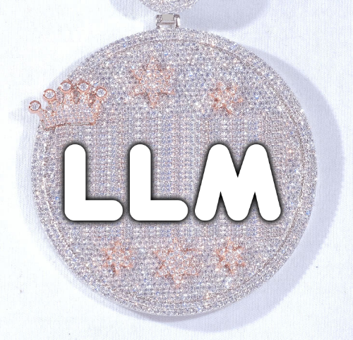 CUSTOM LETTER NECKLACE 3D BIG CROWN DISC