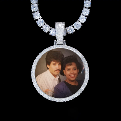 925S & VVS Moissanite 3D Circle Custom Picture Pendant
