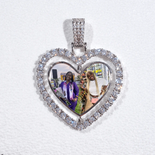 3D Spinning 2-Faced Heart Custom Picture Pendant