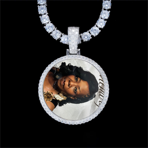 925S & VVS Moissanite 3D Circle Custom Picture Pendant