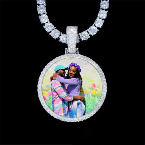 925S & VVS Moissanite 3D Circle Custom Picture Pendant