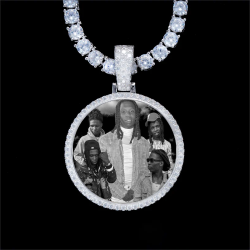 925S & VVS Moissanite 3D Circle Custom Picture Pendant