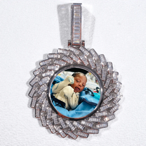 Large 3D Baguette Custom Picture Pendant