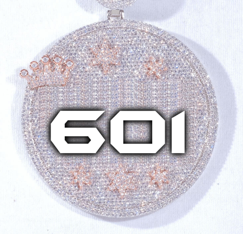 CUSTOM LETTER NECKLACE 3D BIG CROWN DISC