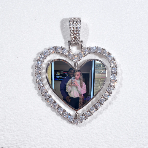 3D Spinning 2-Faced Heart Custom Picture Pendant