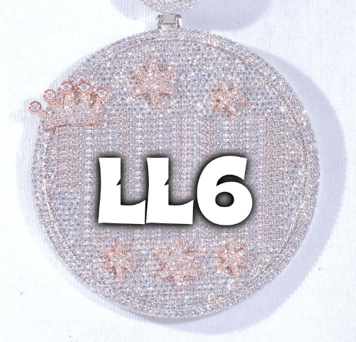 CUSTOM LETTER NECKLACE 3D BIG CROWN DISC