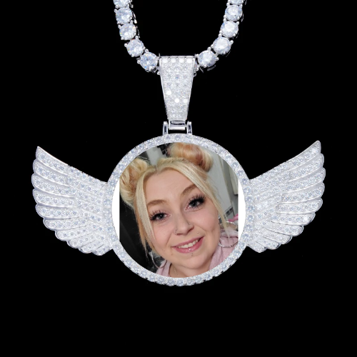 925S & VVS Moissanite 3D Wing Custom Picture Pendant