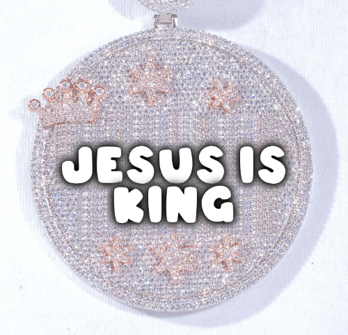 CUSTOM LETTER NECKLACE 3D BIG CROWN DISC