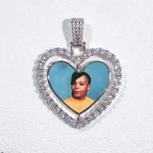 3D Spinning 2-Faced Heart Custom Picture Pendant