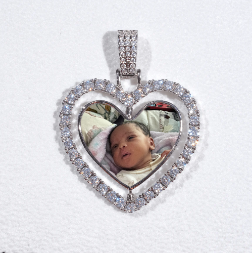 3D Spinning 2-Faced Heart Custom Picture Pendant