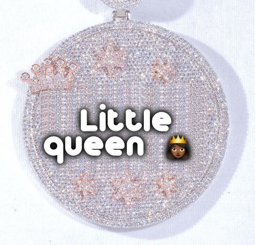 CUSTOM LETTER NECKLACE 3D BIG CROWN DISC