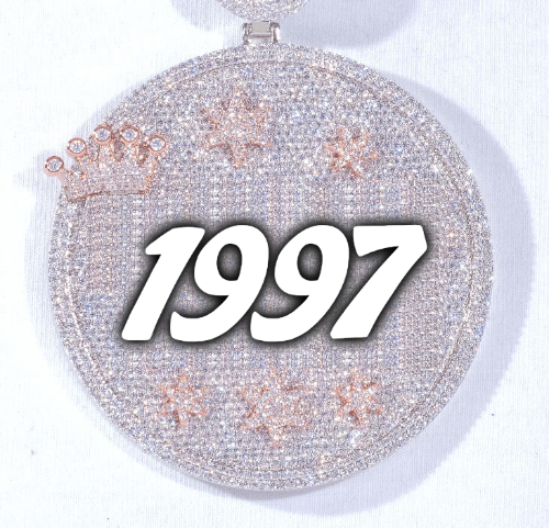CUSTOM LETTER NECKLACE 3D BIG CROWN DISC