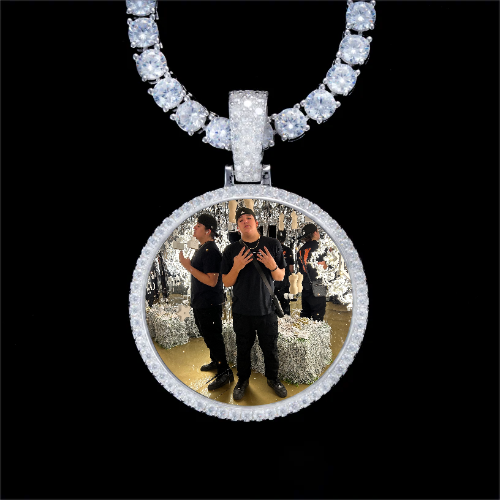 925S & VVS Moissanite 3D Circle Custom Picture Pendant