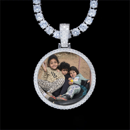 925S & VVS Moissanite 3D Circle Custom Picture Pendant
