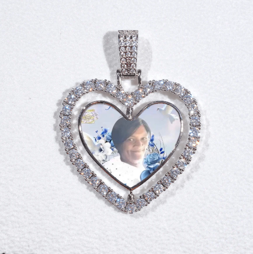 3D Spinning 2-Faced Heart Custom Picture Pendant