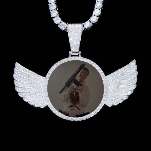 925S & VVS Moissanite 3D Wing Custom Picture Pendant